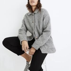 Madewell Walton Grey Mélange Wool Alpaca Blend Shirt Jacket